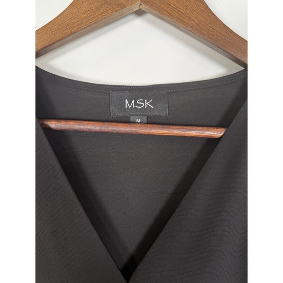 NWT Msk Black Swiss Dot Sheer Sleeve Shift Dress Size M Stretchy Lightweight - Picture 4 of 6